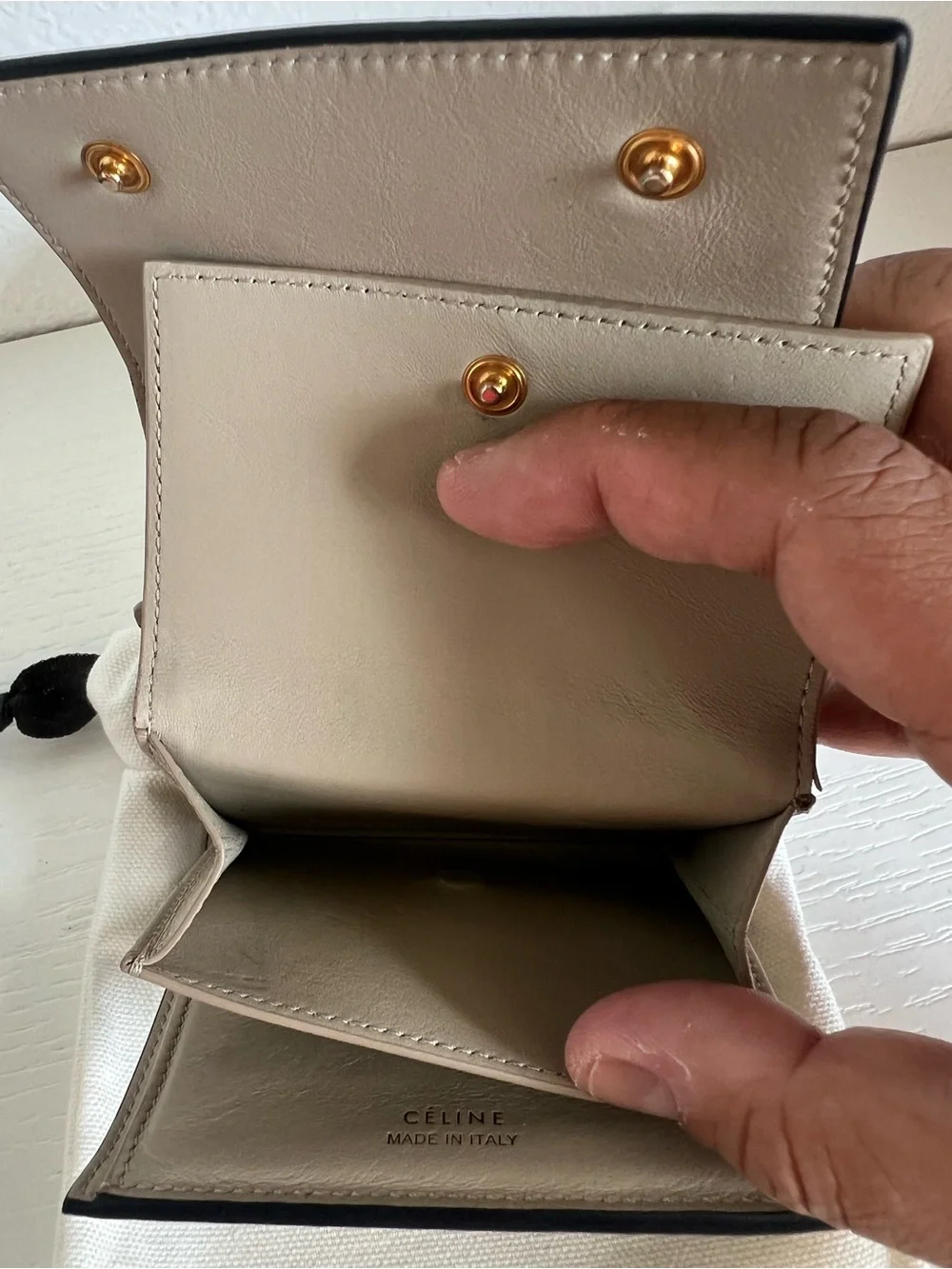 Celine Black Pebbled Leather Compact Wallet - Picture 11 of 13
